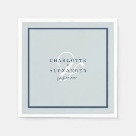 Kustbruiloft Stofblauw Monogram Servet