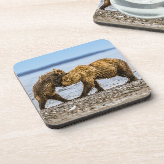 Kustbruine beren bier onderzetter (Linkerzijde)