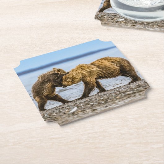 Kustbruine beren kartonnen onderzetters (Gekanteld)