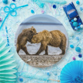 Kustbruine beren papieren bordje (Feest)