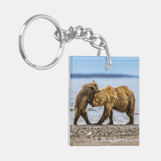 Kustbruine beren sleutelhanger (Voorkant Links)