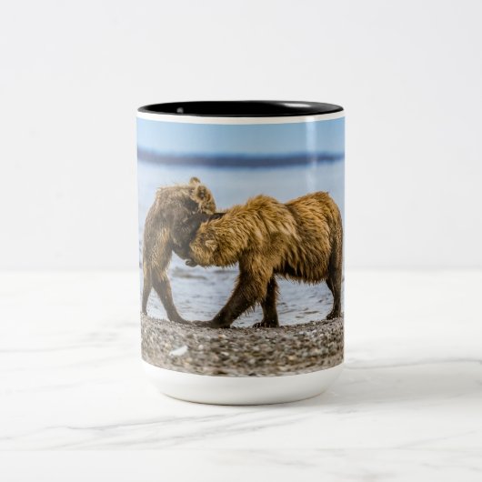 Kustbruine beren tweekleurige koffiemok (Center)