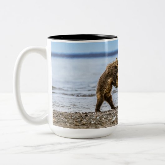 Kustbruine beren tweekleurige koffiemok (Links)