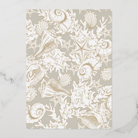 kustbruine bruiloft folie uitnodiging (Achterkant)