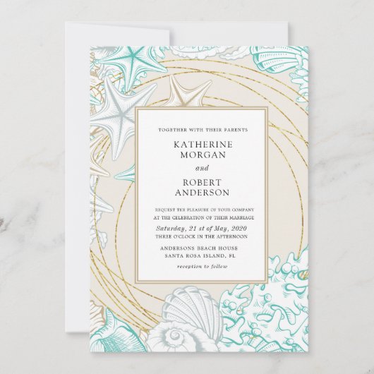 kustbruine bruiloft kaart (Voorkant)