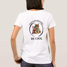 Kustcartoon opgedofte kat – Blijf Cool T-shirt