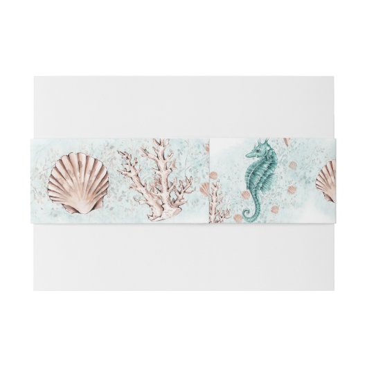 Kustchic | Blauwgroen Green Coral Reef Party Uitnodigingen Wikkel (Achterkant Voorbeeld)