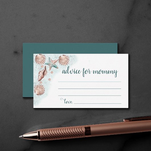 Kustchic | Blauwgroen Groen Koraalrif Mommys Belly Informatiekaartje