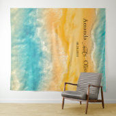 Kustchic gouden zand Blauwgroen bruiloft achtergro Wandkleed (In Situ (horizontaal))