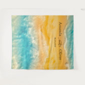 Kustchic gouden zand Blauwgroen bruiloft achtergro Wandkleed (Voorkant (horizontaal))