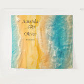 Kustchic gouden zand Blauwgroen bruiloft achtergro Wandkleed (Voorkant (horizontaal))