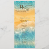 Kustchic gouden zand Blauwgroen huwelijksceremonie Programmakaart (Achterkant)