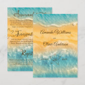 Kustchic gouden zand turquoise bruiloft details informatiekaartje (Voorkant / Achterkant)