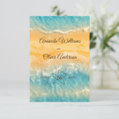 Kustchic gouden zand turquoise bruiloft details informatiekaartje (Staand voorkant)