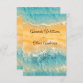 Kustchic gouden zand turquoise QR code bruiloft Informatiekaartje (Voorkant / Achterkant)