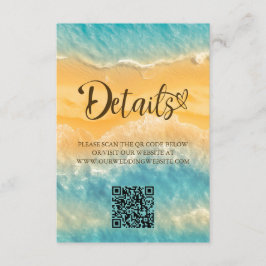 Kustchic gouden zand turquoise QR code bruiloft Informatiekaartje