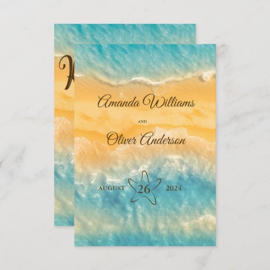 Kustchic gouden zand turquoise QR code bruiloft RSVP Kaartje (Voorkant / Achterkant)