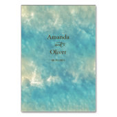 Kustchic gouden zand turquoise water bruiloft kaart (Achterkant)