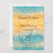Kustchic gouden zand turquoise water bruiloft kaart (Voorkant)