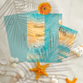 Kustchic gouden zand turquoise water bruiloft kaart