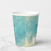 Kustchic gouden zand turquoise water bruiloft papieren bekers (Rechts)