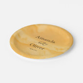 Kustchic gouden zand turquoise water bruiloft papieren bordje (Gekanteld)