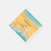 Kustchic gouden zand turquoise water bruiloft servet (Hoek)