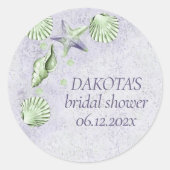 Kustchic | Paarse en Lime Green Beach Custom Ronde Sticker (Voorkant)