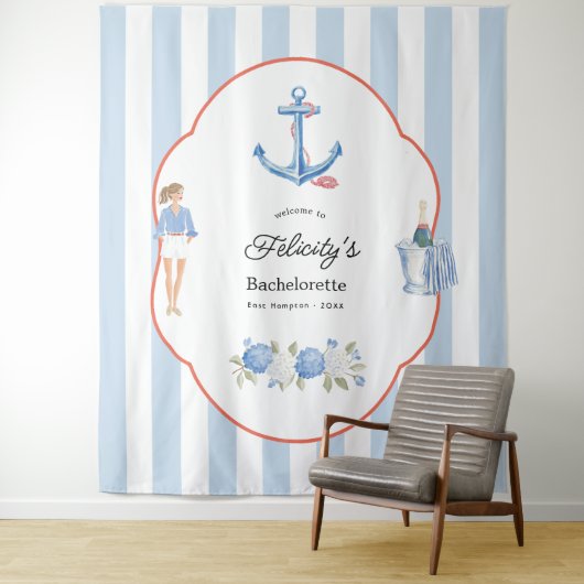 Kustchic vrijgezellenfeest strandhuis wandkleed (In situ)