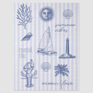 Kustchic Zomerstemming op Blauw Witte Strepen Tissuepapier