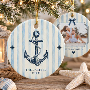 Kustchique Liefde Ankert Ons Boog Streep Foto Keramisch Ornament