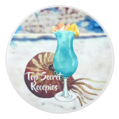 Kustcocktails en nautilus, Waterverf Keramische Knop (Voorkant)