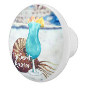 Kustcocktails en nautilus, Waterverf Keramische Knop (Rechts)