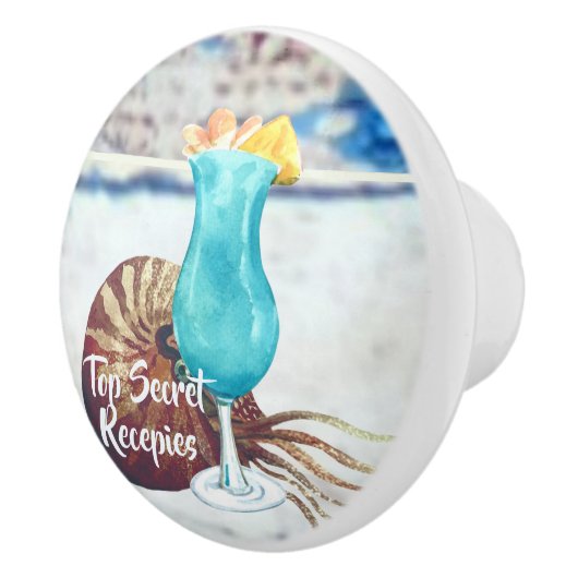 Kustcocktails en nautilus, Waterverf Keramische Knop (Rechts)
