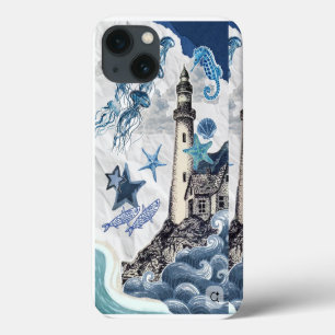 Kustcollage met nautisch thema: Vuurtoren & Zeelev Case-Mate iPhone Case
