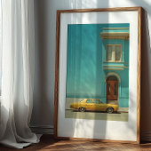 Kustcontrast:  gele auto poster