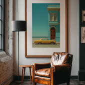 Kustcontrast:  gele auto poster