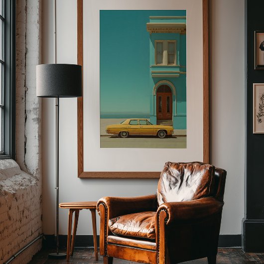 Kustcontrast:  gele auto poster