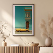 Kustcontrast:  gele auto poster