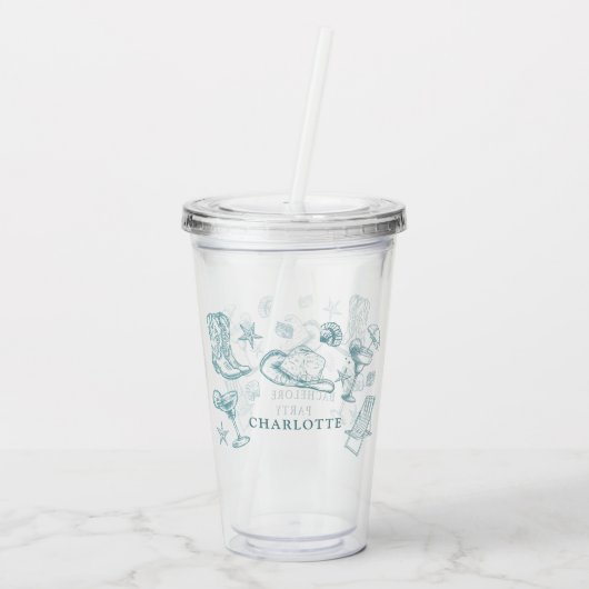 Kustcowgirl Bachelorette Acryl Drinkbeker (Achterkant)