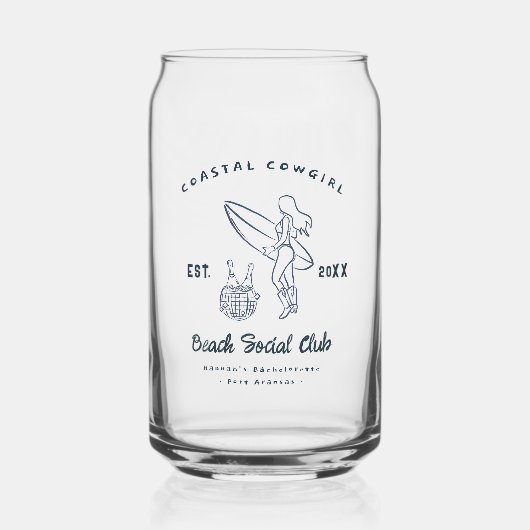 Kustcowgirl Bachelorette Favor Blikvorm Glas (Voorkant)