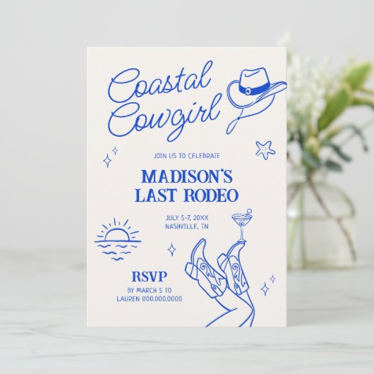 Kustcowgirl Bachelorette Kaart (Staand voorkant)