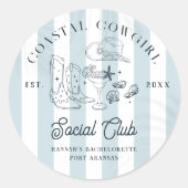 Kustcowgirl Bachelorette Ronde Sticker (Voorkant)