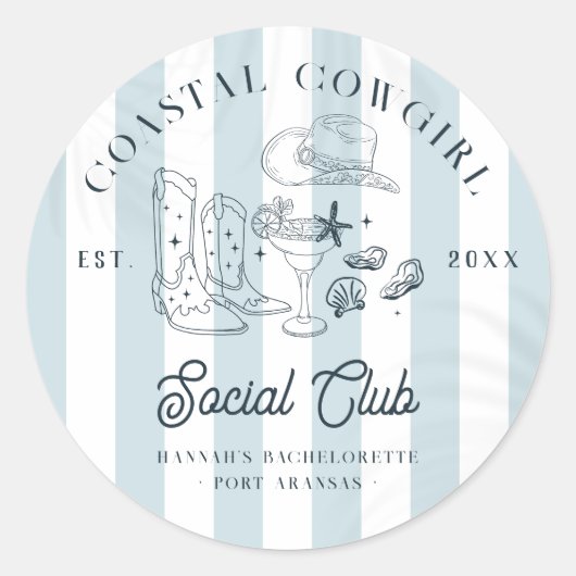 Kustcowgirl Bachelorette Ronde Sticker (Voorkant)