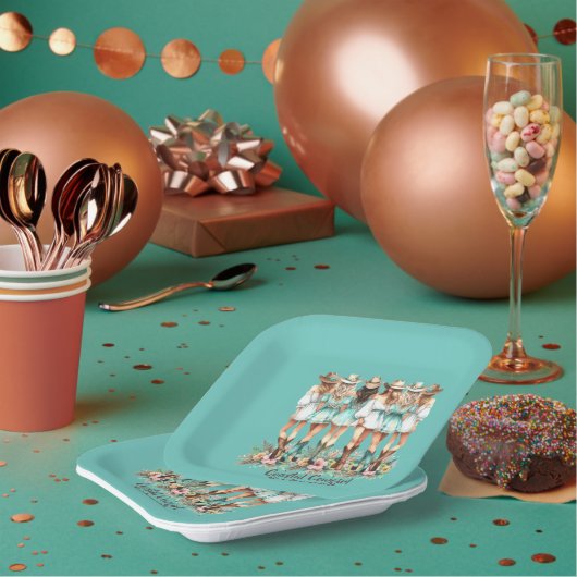 Kustcowgirl bruidsmeisjes 7 inch vierkant papieren bordje (Multi)