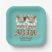 Kustcowgirl bruidsmeisjes 7 inch vierkant papieren bordje (Voorkant)