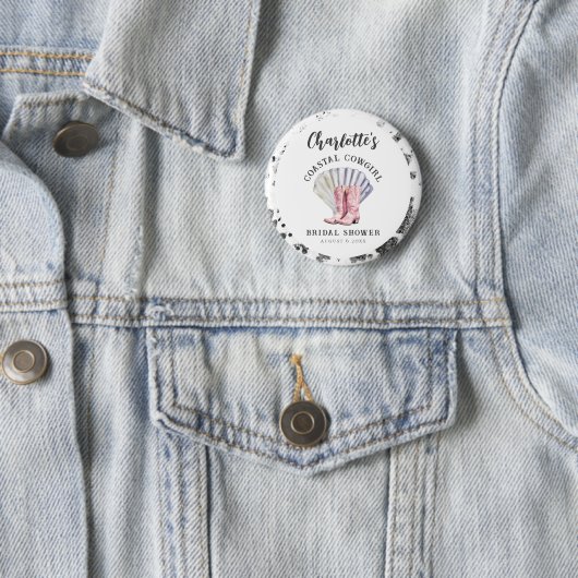 Kustcowgirl Elegant Vrijgezellenfeest Ronde Button 5,7 Cm (In situ)