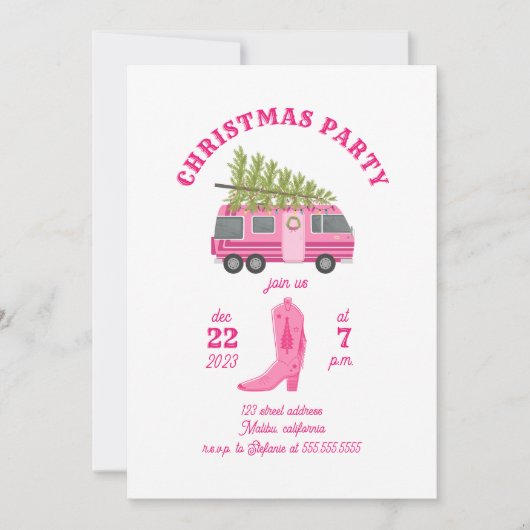 Kustcowgirl Kerstfeest RV Camper Roze Kaart (Voorkant)