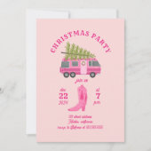 Kustcowgirl Kerstfeest RV Roze Camper Kaart (Voorkant)