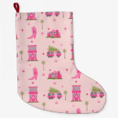 Kustcowgirl laarzen roze kerstcamper modern grote kerstsok (Voorkant)